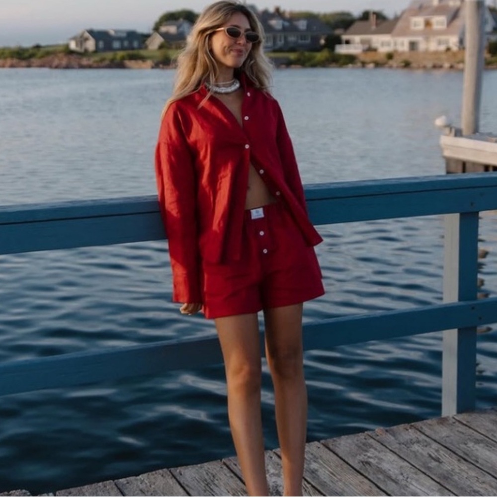 Parke Linen Red Women's Shorts